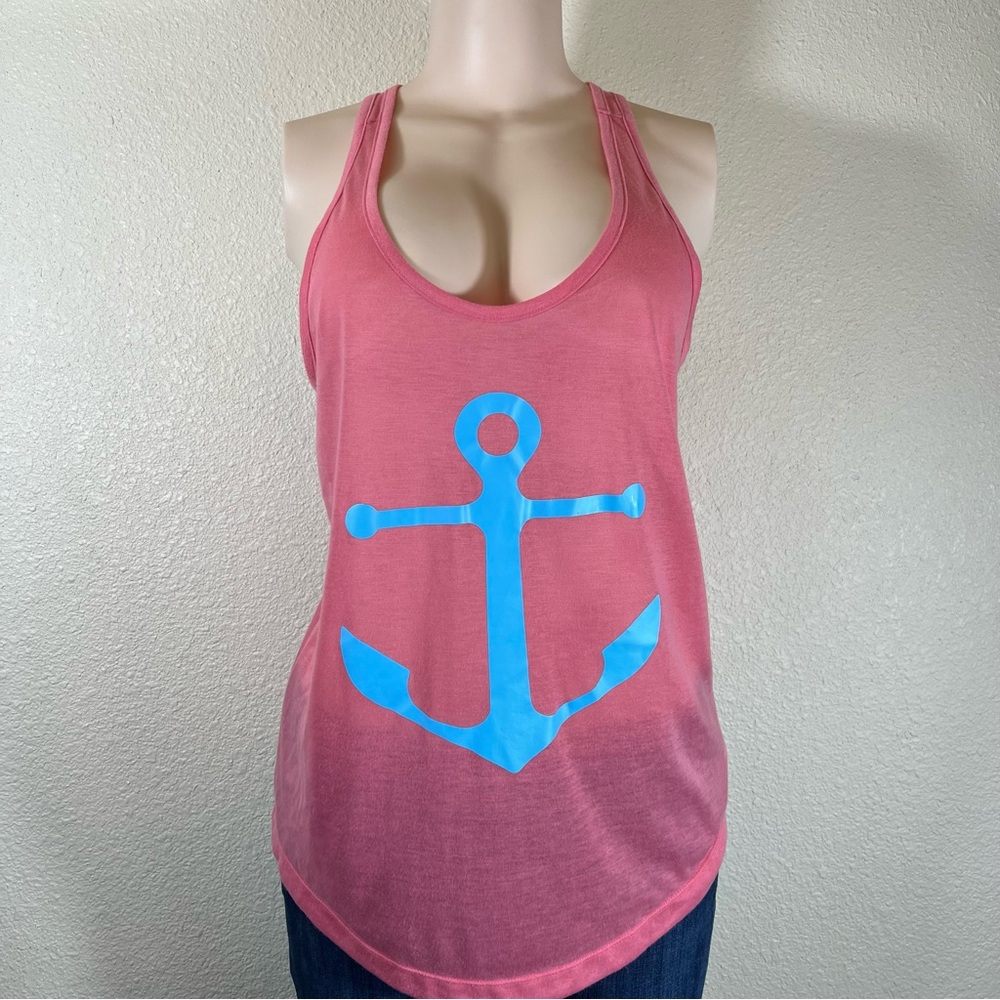Sailing Tanktop pink Anchor Longer Length Tank, Size Medium Old Navy